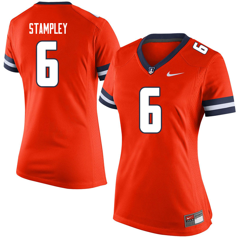 Women #6 Dominic Stampley Illinois Fighting Illini College Football Jerseys Sale-Orange